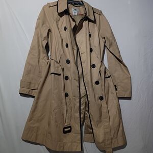 Worthington Beige Trench Coat with Black Accents